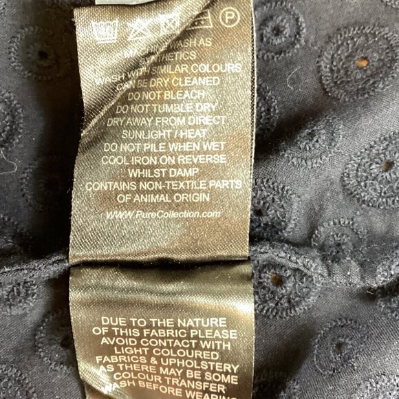 PURE Collection Navy Blue Eyelet Button Up Top Sz 12 #21N - Picture 9 of 9